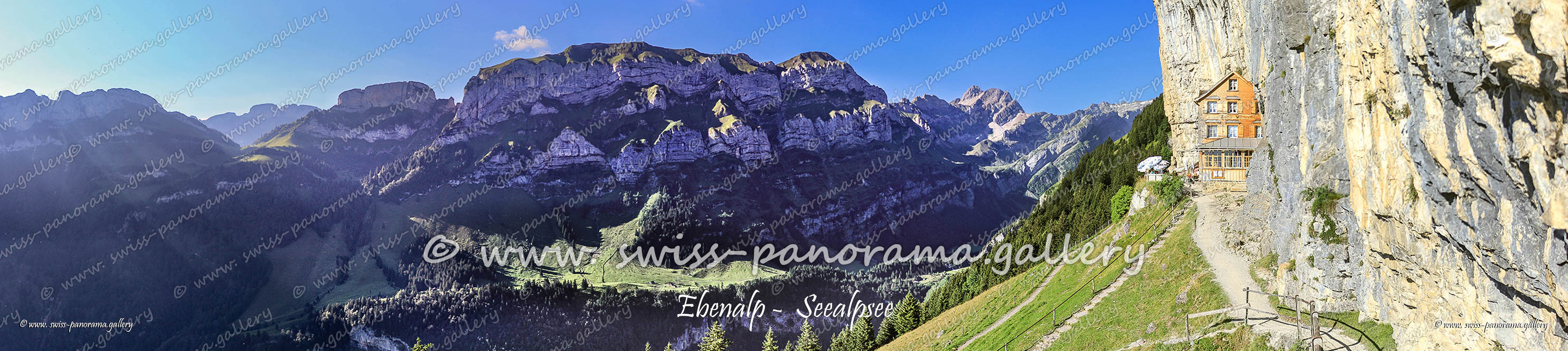 Appenzell, Alpstein. Ebenalp, Aescher, Aescher guest house, Lisengrat 2310m 6.3km, Altmann 2435m 5.9km, Altmannkamm 2410m 5.8km, Fliskopf 2386m 5.9km, Hüser 1951m 3.9km, Alp Siegel 1769m 2km, Kleine Hüser 1886m 3.9km, Furgglenfirst 1949m 3.9km, Bogartenfirst 1811m 2.1km, Marwees 2056m 2.6km, Falentürm 2224m 6.1km, Rossmahd 1940m  4.2km