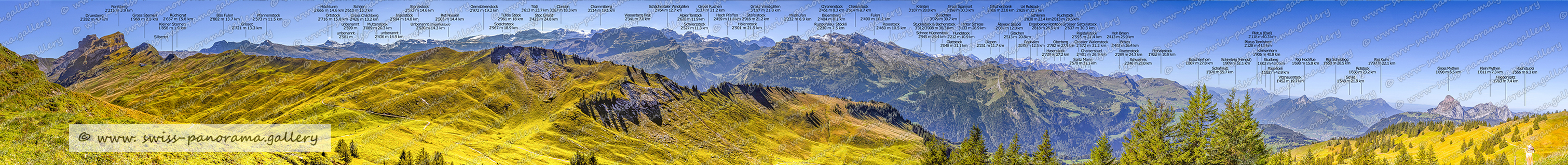 Beschriftetes Alpenpanorama Hoch Ybrig, Hoch-Ybrig , Kanton Schwyz, Schweizer Alpenpanorama, labelled mountain panorames from Switzerland,  swiss-panorama.galler, swiss panorama, Schweizer Bergpanorame, Swiss Alps, swiss panorama gallery, Natur Panorama Sihlsee, Schwyzer Alpenpanorama,  Rossstock 2'460 m 10.8 km, Grosser Walenstock 2'572 m 31.8 km, Maisander 2'145 m 26.3 km, Hoh Brisen 2'413 m 26.7 km, Brisen 2'403 m 27.1 km, Huserstock 1'904 m 11.0 km, Risetenstock 2'289 m 25.1 km, Gitschenhöreli 2'906 m 24.2 km, Uri Rotstock 2'929 m 24.2 km, Chessel 2'574 m 22.7 km, Schlieren 2'830 m 23.9 km, Gitschen 2'513 m 20.8 kmn Äbneter Stöckli 2087 m 12.0 km, Ruchstock 2'813 m 28.6 km, Gross Rimistock 2'582 m 26.0 km, Hasenstock 2729 m 28.0 km, Hasenstöck 2'720 m 28.5 km, Rophaien 2'078 m 13.0 km, Klingenstock 1'935 m 9.5 km, Oberberg 2'782 m 27.9 km, Glattstock 3'048 m 31.3 km, Fläugenfadhorn 2'710 m 25.2 km, Alplistock 2'713 m 25.7 km, Gross Spannort, Hinter Schloss 3'133 m 31.3 km, Engelberger Rotstock 2'818 m 26.5 kmHundstock 2'212 m 11.2 km, Diepen 2'251 m 12.1 km, Grosser Sättelistock 2'637 m 29.8  km, Spitz Mann 2'578 m 31.7 km, Rigidalstock 2'593 m 32.1 kmChaiserstuel 2'401 m 27.6 km, Chaiserstock 2'514 m 8.9 km, Chronenstock 2'451 m 8.3 km, Blüemberg 2'404 m 8.2 km, Gross Achslenstock 2'175 m 6.9 km, Rupperslaui Stöckli 2'230 m 7.6 km, Misthufen 2'232 m 6.9 km, Chli Windgällen 2'987 m 23 km, Hoch Pfaffen, Bristen 3'073 m 30 km, Gamperstock 2'274 m 11.5 km, Hoch Fulen 2'506 m 19.5 km, Gross Windgällen 3'187 m 21.5 km, Wasserberg First 2'341 m 6.3 km, Pfaffentürm 2'368 m  11.8 km, Sirtenstock 2'299 m 11.5 km, Alpler Torstock 2'620 m 11.9 km, Schwarzstock 2'527 m 10.8 km, Gross Schärhorn 3'297 19.1 km, Chammliberg 3'214 m 18.2 km, Clariden 3'267 m  18.3 km, Tödi (Piz Russein) 3'613 m 22.7 km, Stoc Grond 3'422 m 23.8 km, Bifertenstock (Piz Durschin) 3'419 m 25.0 km, Gemsfairenstock 2'972 m 18.0 km, Tüfels Stöck 2'961 m 18 km, Speichstock 2'967 m 17.8 km, Signalstock2'573 m 13.4 km, Unbenannt Zingelfadstock 2'520 m 14.3 km, Rot Nossen 2'503 m 13.2 km,  Jegerstöck 2'584 m 13.5 km, Muttenstock 2659 3'089 m 26.7 km, Schijen 2'610 m 15.3 km, Gross Chilchberg 2'426 m 13.2 km, Höchturm 2'666 m 14.6 km, Ortstock 2'716 m 15.8 km,