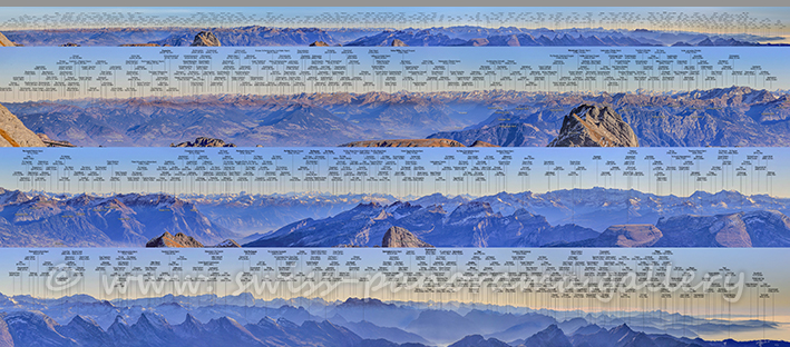 Beschriftetes Alpenpanorama Säntis Alpenpanorama Schweizer Panorama Alpenpanorama